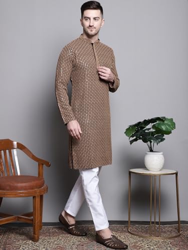 Jompers Mens Sequin Embroidered Pure Cotton Kurtas