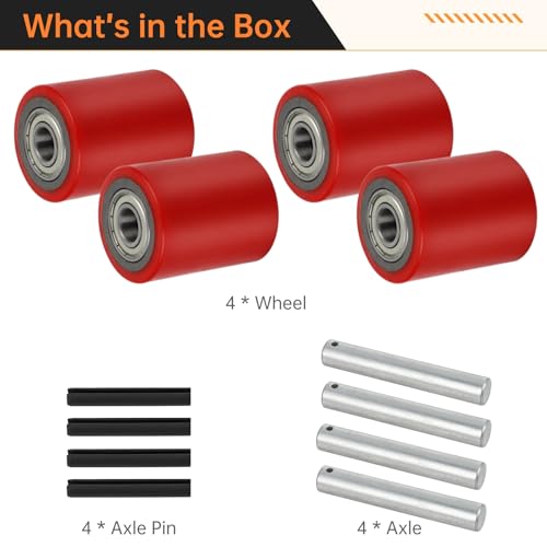 Image of Homaisson 2 Pair Pallet Jack Load Wheels, Manual Pallet Jack Truck Wheels 3 inch x 3.75 inch with Bearings ID 20mm, Pallet Jack and Lift Truck Rear Wheel Replacement(2 Pair)