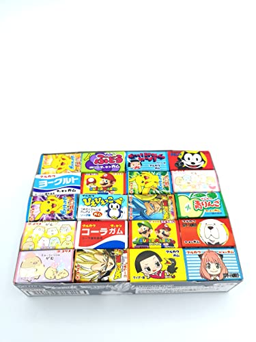 JAPANESE SAKURA OTAKU Dagashi Box Various Bubble Chewing Gum Assorted Set 60 Pieces Multiple Flavors, Yogurt, Cola, Soda, Strawberry, Grape Flavors