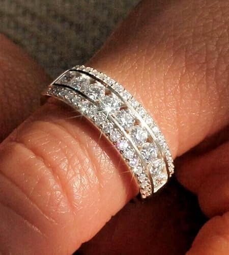 Purvika Jewels Round Cut Moissanite Half Eternity Wedding Band Ring, 3.00 Ct, Channel Set, Silver