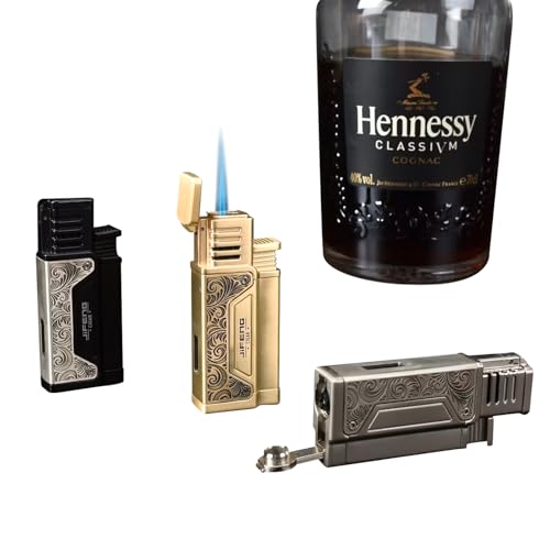 Encendedor antorcha para cigarros con punzón y llama a prueba de viento miniatura 4