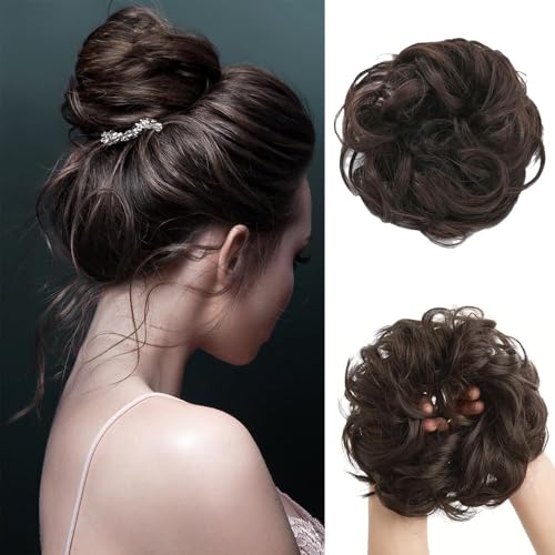 FDEETY Ciambella Elastica Capelli Ricci Chignon Messy Bun Posticcio Acconciatura Updo Crocchia Volume Naturale