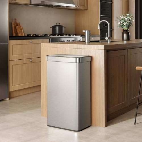 EKO Nova Sensor Trash Can, 21 Gallon/80 Liter Stainless Steel Rectangular Touchless Motion Sensor Trash Can, Matte Metallic by EKO - Image 2