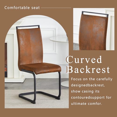 Image of Baysitone Modern Dining Chairs Set of 4, Side Dining Room Chairs, High Back Kitchen Chairs with Suede Fabric Padded Seat for Dining Room,Kitchen, Living Room Brown