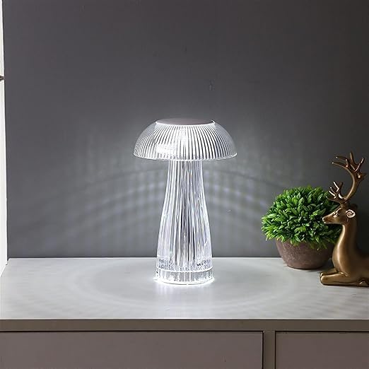 Image of XERGY Crystal Jellyfish Shape LED Table Lamp, Touch Control with Colors Changing and USB Rechargeable Night Light for Kids Nursery, Home Decor (Warm White, Cool White, Netural Light)