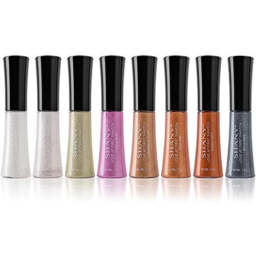 Shany Love At First Swatch Liquid Eyeshadow Set - 8-Piece Long-Lasting Cream Metallic, Shimmer And Glitter Eye Shadow Makeup Kit #TOP4