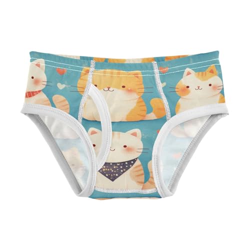 KLL Cute Cat Cartoon Illustration Baby Boys Cotton Briefs Underwear Breathable Children Undies