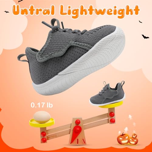 relxfeet Toddler Boys Girls Slip on Shoes First Walking Shoes Lightweight Breathable Non-Slip Sneakers Infant Tennis Shoes, Gray Size 10-10.5