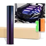 12'x60' (1FTx5FT) Purple Blue Galaxy Dust Gloss Chameleon Metallic Color Shift Color Change Vinyl Wrap Auto Sticker Decal Film Sheet Bubble Free Air Release Technology with Tool Kit