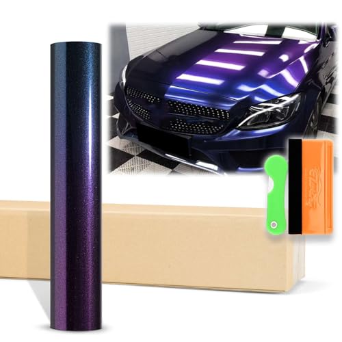 12"x60" (1FTx5FT) Purple Blue Galaxy Dust Gloss Chameleon Metallic Color Shift Color Change Vinyl Wrap Auto Sticker Decal Film Sheet Bubble Free Air Release Technology with Tool Kit