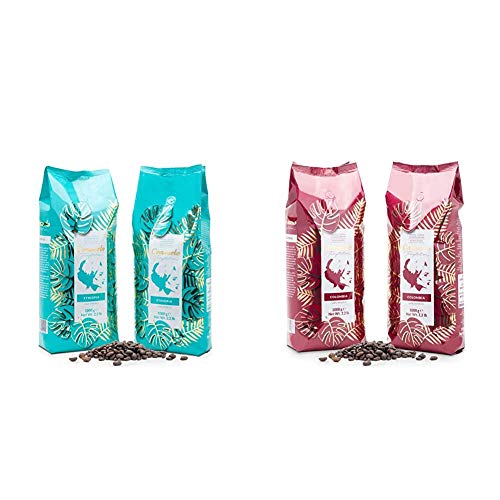 Café de Etiopía en grano Consuelo, 2 paquetes de 1 kg + Café de Colombia en grano Consuelo, 2 paquetes de 1 kg