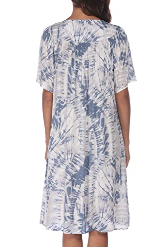 Image of COSUNIONY House Dresses for Women Cotton Short Sleeve House Coat Buttons Down Dusters Robe with Pockets S-XXL