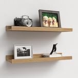 RICHER HOUSE Oak Floating Shelves for Wall Set of 2, 40 CM Wood Floating Shelves Modern for Photo Ledge Display, Wall Decor, for Room Decor, Living Room, Bedroom, Bathroom, Kitchen, Laundry