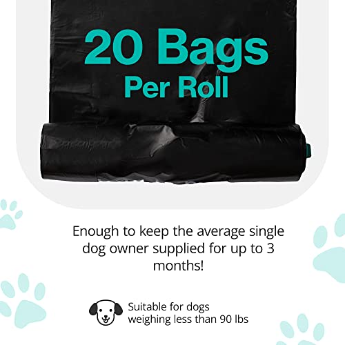 Image of PawPail Trash Can Liners, Dog Poop Disposal Bags, 100% Recycled Plastic, Floral Scented, for PawPail Pet Waste Station, Cat Litter Box, or Outdoor Trash Can | 1 Roll of 20 Large Size Bags (Pack of 3)