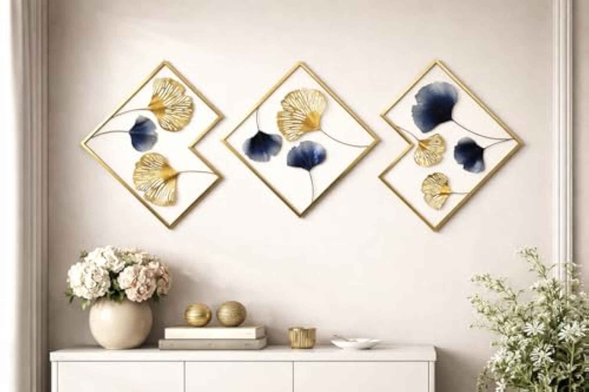 Ginkgo Leaf Metal Wall Art Set of 3