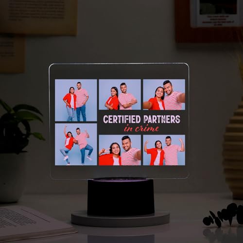 Image of IGP Personalized Siblings LED Photo Lamp | Same Day Delivery | Custom Acrylic Night Light with 7-Color RGB Lighting | Rakhi Gift for Brother & Sister | Birthday Present | Photo Lamp
