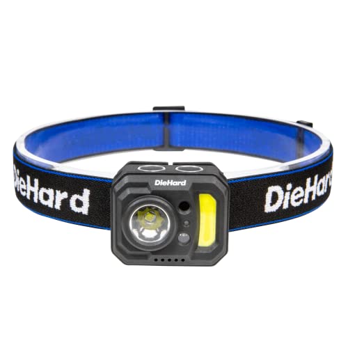 DieHard 41-6642 375-Lumen Water-Resistant Motion-Activated Rechargeable COB LED Headlamp, Black