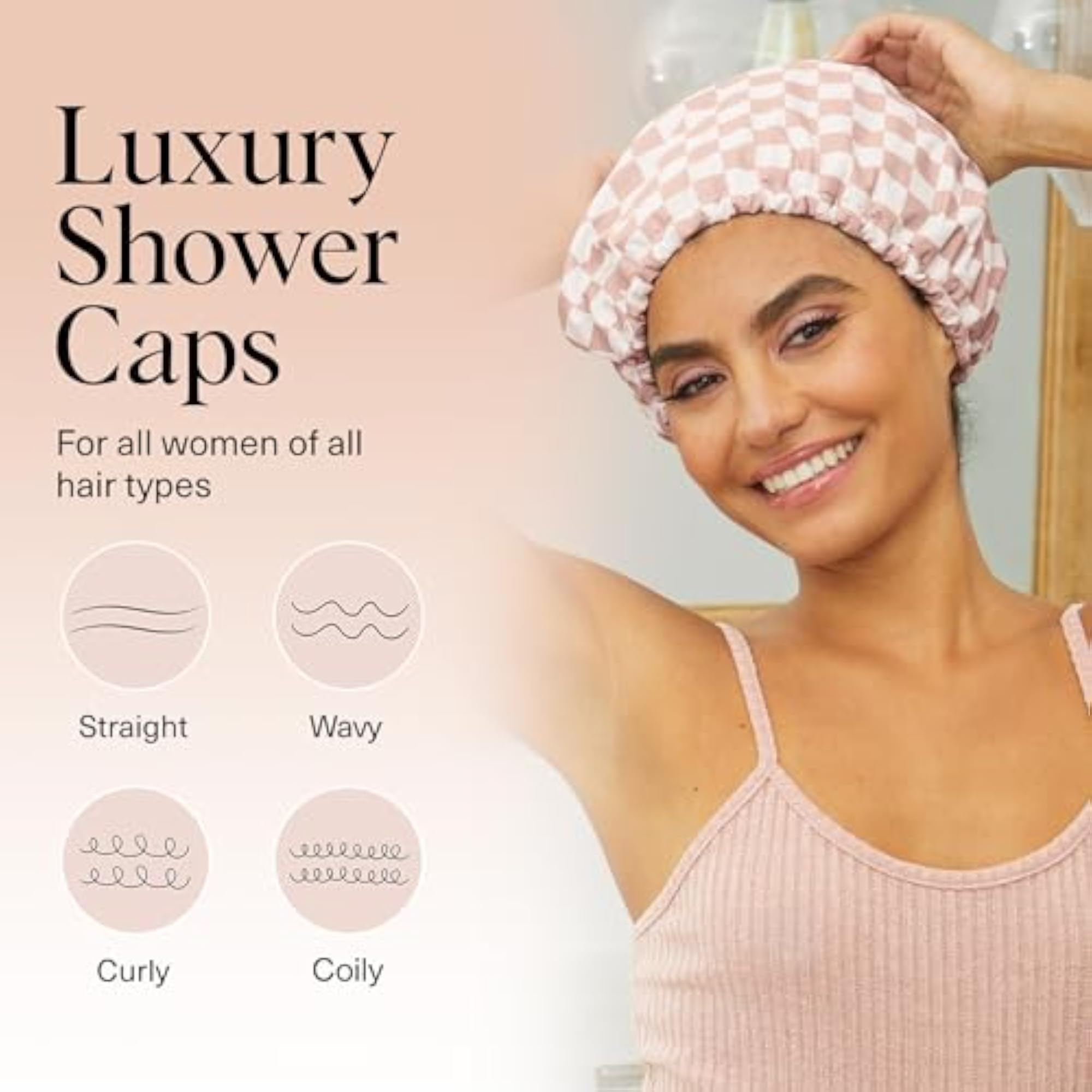 Satin-Lined Flexi Shower Cap for Women