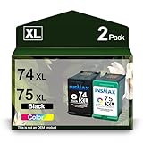 74XL 75XL Ink Cartridge Remanufactured for HP 74 75 Ink Cartridges Combo Pack High Yield for HP Deskjet D4260 Officejet J5788, J6480 hotosmart C4342 Printer (1 Black, 1 Tri-Color)