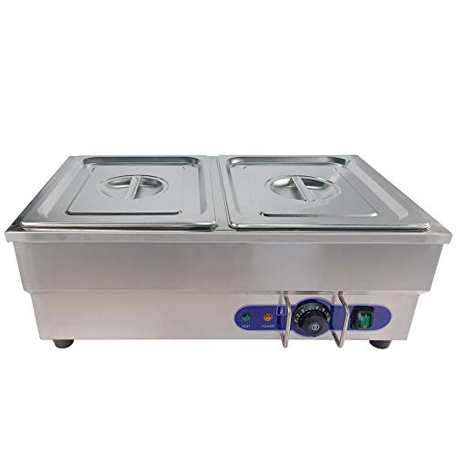 TAIMIKO Baño María eléctrico Acero Inoxidable con Válvula de Drenaje y Control de Temperatura 1500W 220-240v CE (2 Ollas)