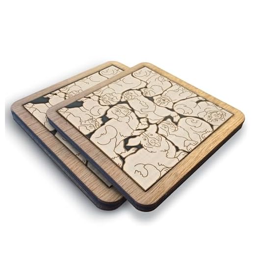 02 Bernese Mountain Dog Coaster - Bernese Mountain Dog Puzzle Wooden Coaster Set - Interlocking Jigsaw Drink Mats with Laser-Cut Design