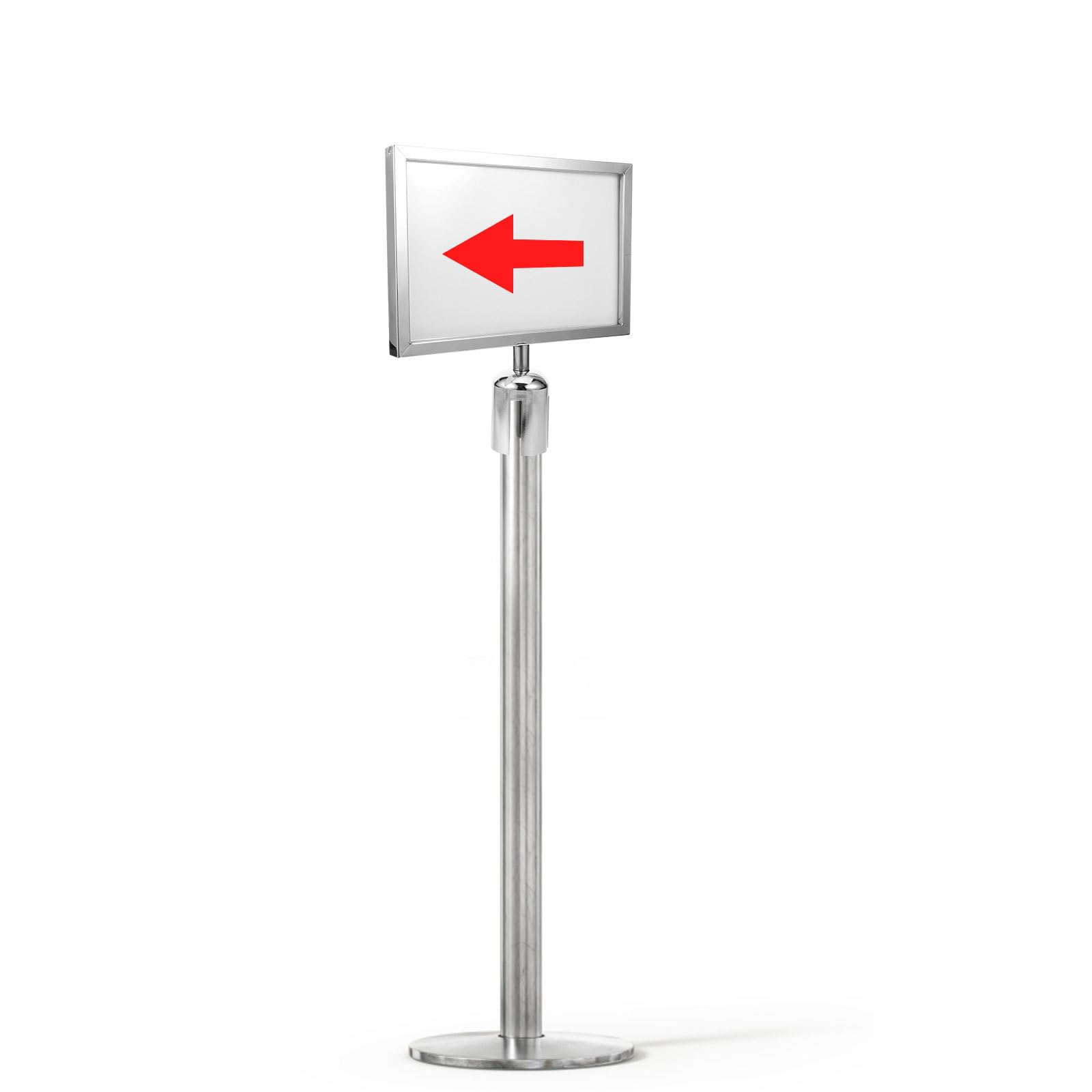Soporte de doble cara de acero inoxidable para carteles horizontales A4 resistente a la humedad en espacios públicos y comerciales, fácil instalación y diseño duradero