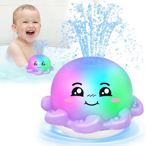 Image of Baby Octopus Bath Toys Infant, Bath Toys for Toddlers 1-3, Christmas Stocking Stuffers for Kids, Light Up Octopus Christmas Bath Toy Sprinkler for Kids Ages 1-3, Birthday Gifts for Boys Girls