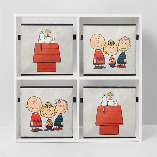 Image of Idea Nuova Storage Cubes for Kids,2 Pack Collapsible Fabric Bins with Handles, Organizer Boxes for Bedroom, Playroom & Nursery,Peanuts