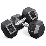 Mancuernas Hexagonales 5-25kg Set Profesional para Gym en casa, hierro fundido con revestimiento de Caucho SIN OLOR con mango Ergonómico Antideslizante, Versátil (7.5, par)