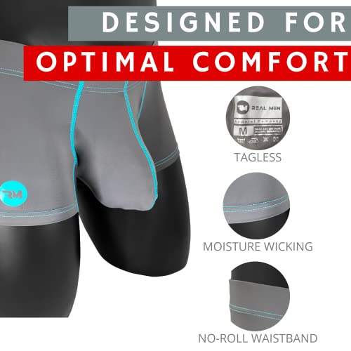 Real Men 3in Nylon Boxer Briefs D Pouch Lrg 4pk Blk/Cyn/Gry/Wht Sexy Mens Underwear Mens Bulge Enhancing Underwear Bulge Ball Pouch Underwear For Mens Sexy Boxer Briefs Mens Trunks Underwear - Image 3