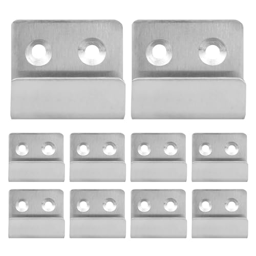 Image of Wall Hanger, Stainless Steel Wall Mount Brackets and Hooks, Heavy Duty Wall Hanger for Picture Frame, Mirrors and Tile Display (Silver, Large, 10 Pcs)