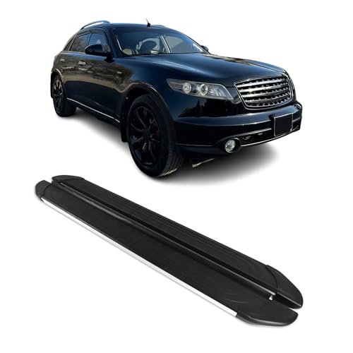Estribos laterales OMAC de aluminio negro plata para coche Infiniti FX 2003-2008