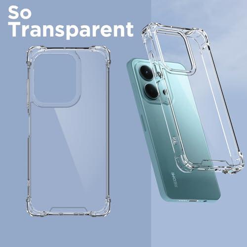 Image of Pikkme Back Cover for Redmi 15c 5G PC + TPU Clear Transparent Raised Edges Shockproof Protective Phone Bumper Case(Transparent)