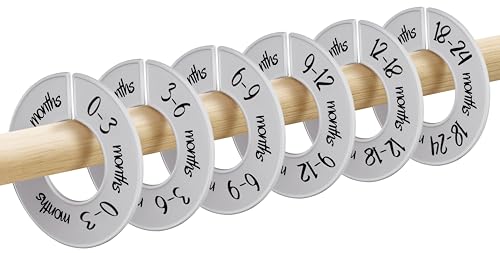 Image of Pro Goleem Baby Closet Dividers Gray Baby Closet Organizer for Nursery Baby Clothes Size Age Dividers Fits 1.5" Rod 6 PCS