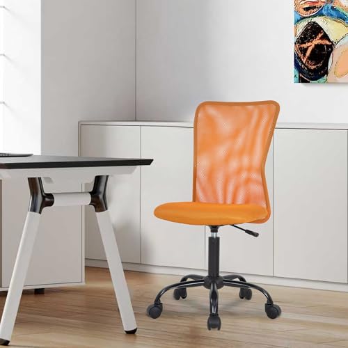 Image of BestOffice Ergonomic Office Chair Desk Chair Mesh Computer Chair Armless Back Support Modern Executive Rolling Swivel Chair with Lumbar Support (Orange)