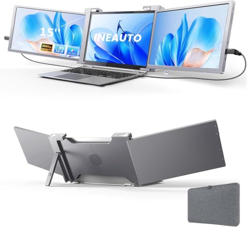 Image of 15.6'' 1080P FHD Laptop Screen Extender, Portable Monitor for 15 inch-17 inch Laptop with USB-C /HDMI Port, Plug-Play Monitor Extender for Triple Display for Mac /Windows Remote Work & Multitasking