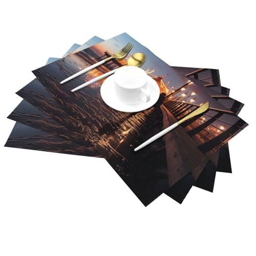 Sets de table en PVC tissé résistant à la chaleur et antidérapants pour cuisine