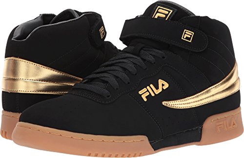 Fila Men's F-13 Black/Gold/Gum Hightop Sneakers Shoes (12)