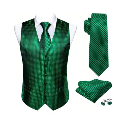 Men's Paisley Pattern Vest and Tie Set with Cufflinks Formal Waistcoat for Wedding or Banquet