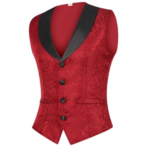 Men's Jacquard Suit Vest Paisley Silky Waistcoat Steampunk Formal Shawl Collar Dress Vest for Wedding Party Blouse3