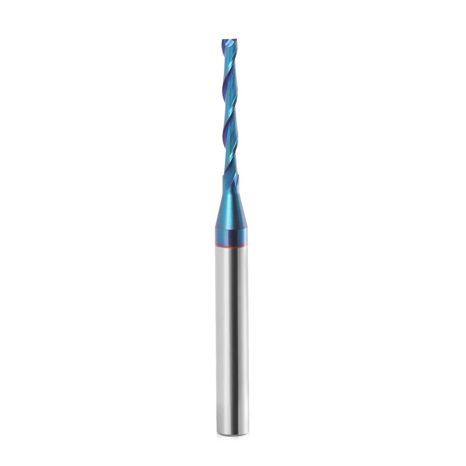 CNC Spiral Router Bits Up Cut with 1/4 inch Shank,1/8 inch Cutting Dia,Extra Long 3 Inch Length Solid Carbide Nano Blue Coated Spiral Upcut CNC Bits