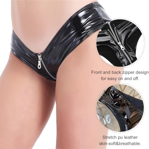 String en simili cuir extensible avec fermeture éclair frontale fluide - 6