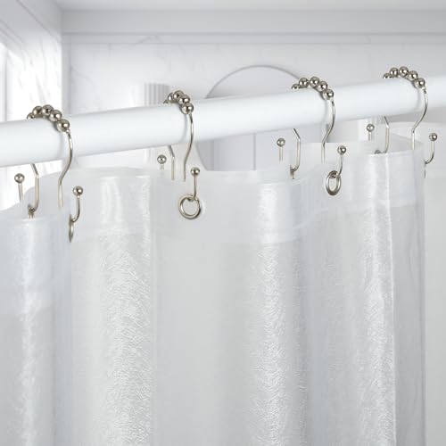 image for Goowin Shower Curtain Hooks, 12 Pcs Shower Curtain Rings, Stainless St