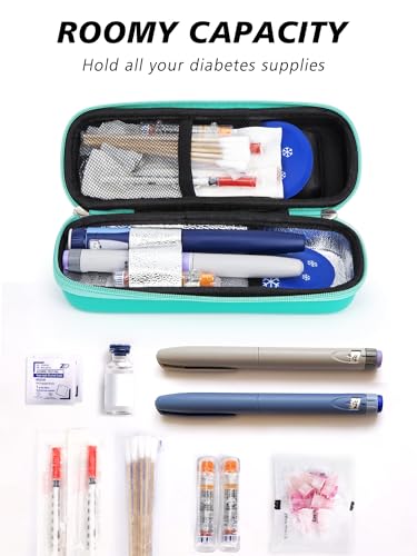 youshares insulin cooler travel case with temperature display - refrigerated medicine cooling bag with 2 tsa approved ice pack medication pen diabetic supplies organizer for trip and daily