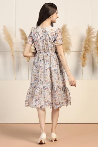 Image of Fashion Dream Girl's Organza Floral Printed Calf Length Dress|Western Dress|Kids Dress|Fancy Dress