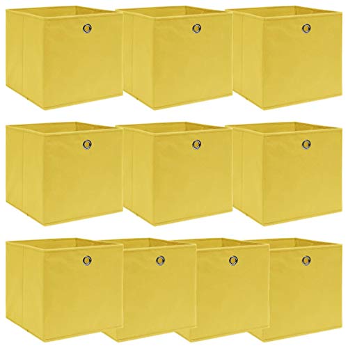 Coffre de rangement jaune 10 pièces en tissu 32cm pour coussins
