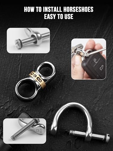 Image of FEGVE Titanium 360 Swivel Key Ring with 1 /2″ D Ring Keychain for Car Key | Very Mini Key Link Connector, Titanium ultra-light, Rust-proof, Anti-deform, Tangle-free Swivel