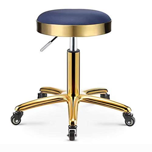 Taburete redondo de tela, altura ajustable, rotación de 360°, ideal para salón, trabajo de tatuaje y oficina, elevación, ruedas, taburetes de peluquería para silla de trabajo, calidad premium
