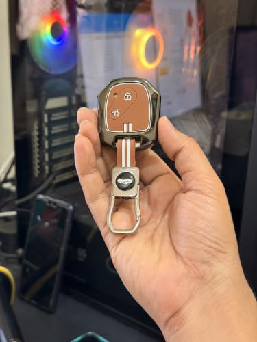 Image of Coll of Fest Premium Metal Brown Silicon Key Cover Compatible with Honda Civic | Jazz | City | Brio | Amaze | WR-V | CR-V (2006-2015) 2 Button Smart Key Glow in the Dark