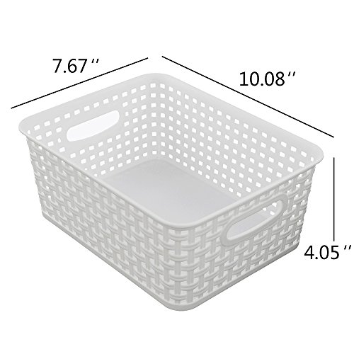Lesbin White Plastic Weave Baskets, 4-Pack #TOP1